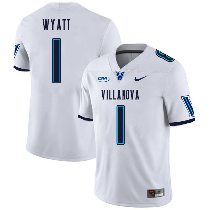 Men #1 Jon Wyatt Villanova Wildcats College Football Jerseys Stitched Sale-White Men #1 Jon Wyatt Villanova Wildcats College Football Jerseys Stitched Sale-White